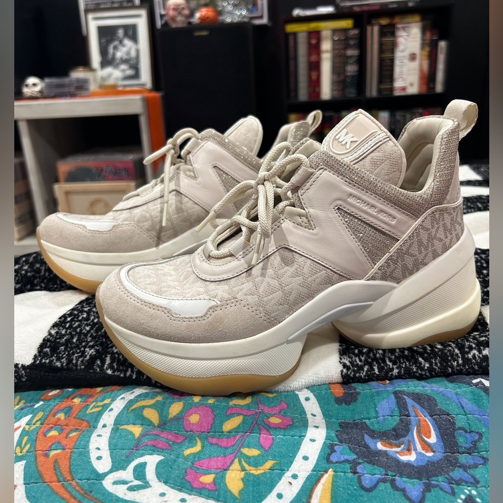 Michael Kors Beige and White Sneakers